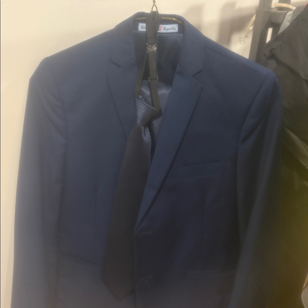 Junior Boys 4PC Created By Art Hoffman Kids Suit Jacket Blue Blazer, pants 12